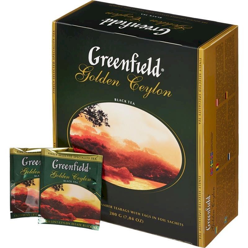 Черный чай Greenfield Golden Ceylon (Гринфилд) изготовлен из элитного цейлонского чая. Тонкий оттенок пряного благородного вкуса чая подчеркивается изысканным ярким ароматом. Заваренный чай отличается золотисто-янтарным красивым цветом настоя. Черный чай Greenfield Golden Ceylon расфасован в бумажные пакетики, каждый из которых помещен в упаковку из фольги. Фольга идеально сохраняет свойства чая, препятствует отсыреванию и попаданию посторонних запахов, защищает продукт от света. Состав: чай черный байховый. Упаковка из 100 пакетиков.
