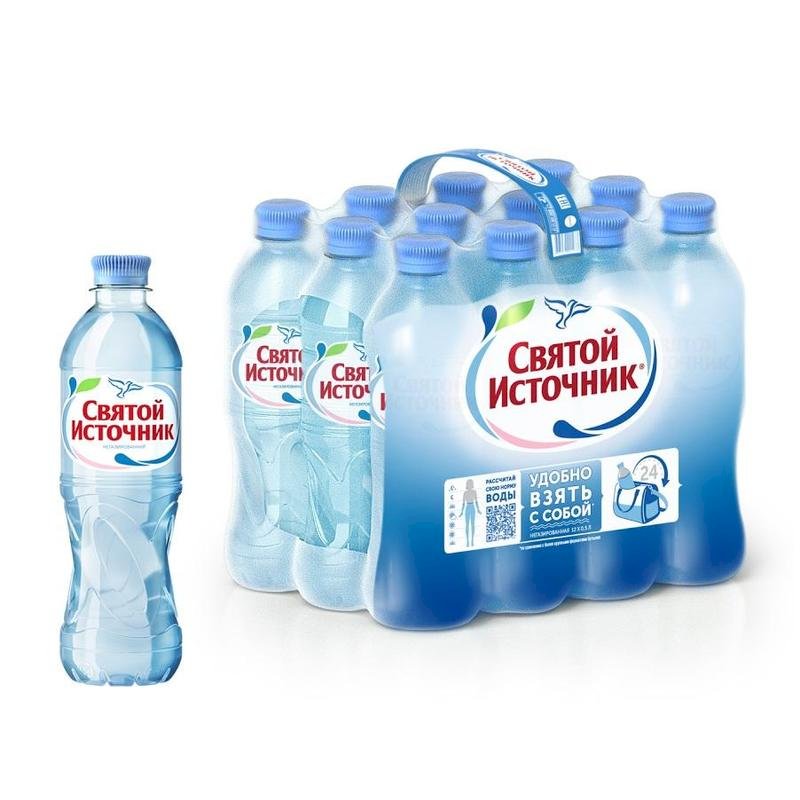 Вода питьевая Святой источник негазированная, 0,5 л 