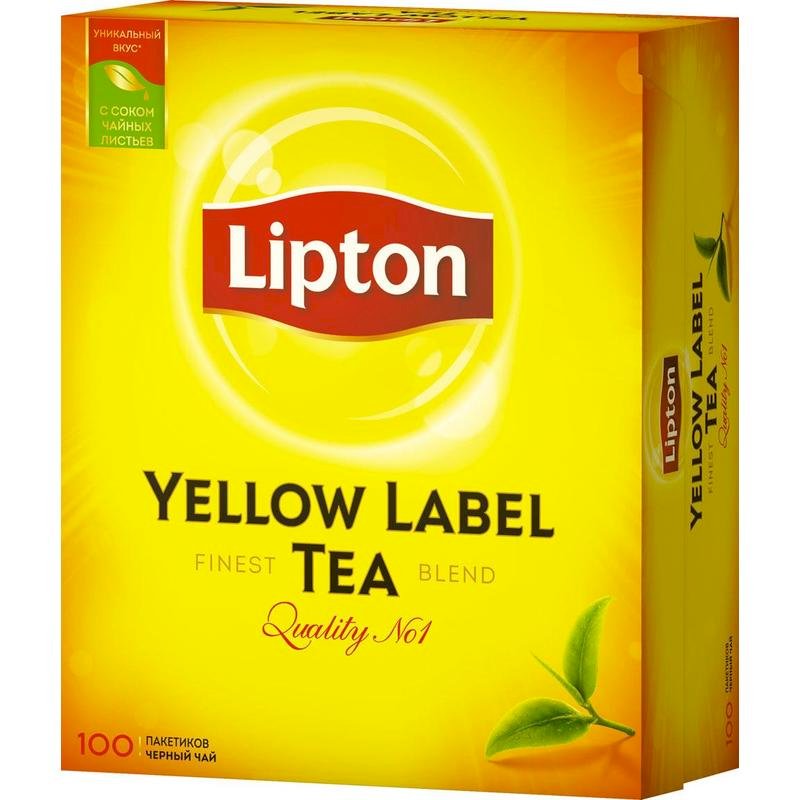 Чай черный Lipton Yello Lable в пакетиках, 100 шт