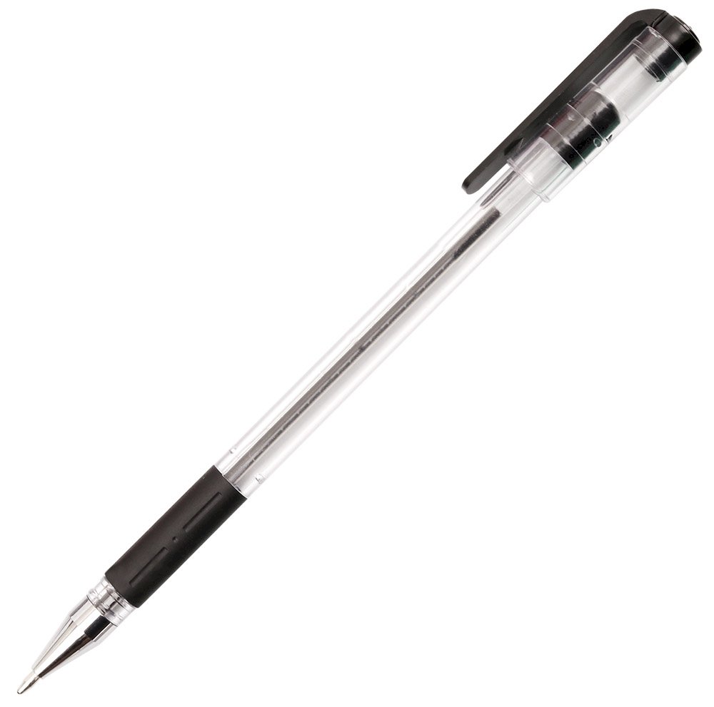 Ручка шариковая Qredo 755-S, 0,7 мм, черная, резиновый грип, серебряный металлический наконечник