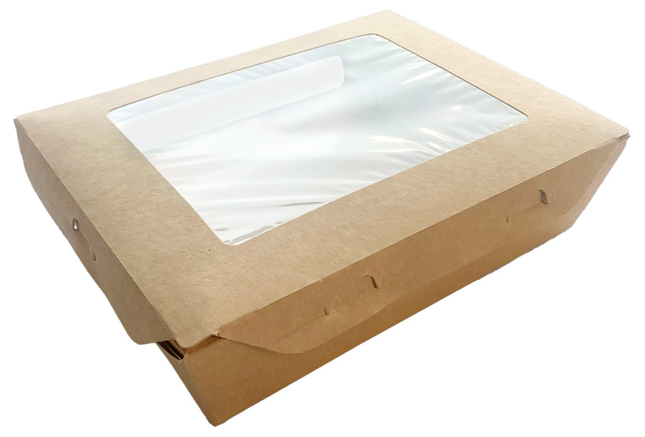 Упаковка Оригамо с прозрачным окном выполнена из экологически чистого картона с ламинированной внутренней стороной, что обеспечивает влагостойкость упаковки. Удобна для доставки и хранения холодных и горячих блюд. Может использоваться в микроволновой печи. Не требует сборки. Наличие окон позволяет оценить продукцию, не вскрывая упаковку. Размер упаковки 190х150х50 мм. Объем 1000 мл. В упаковке 250 штук.