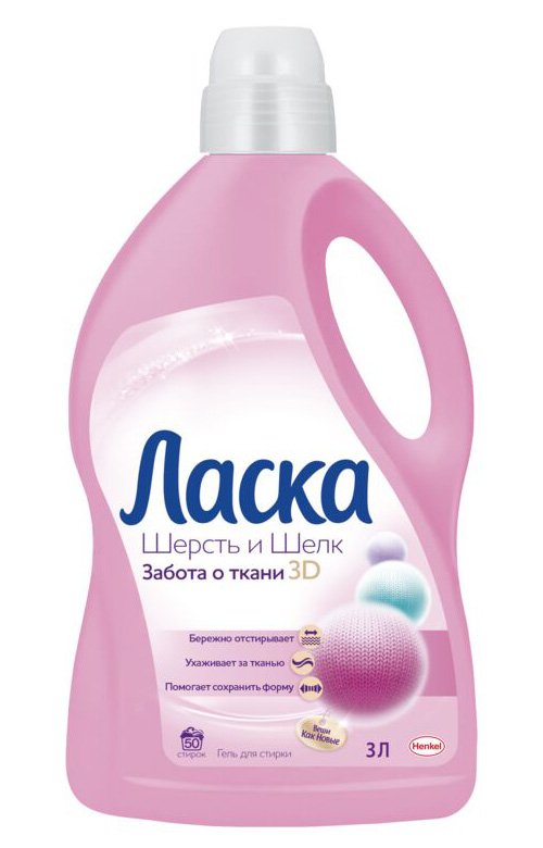 Ласка Жидкое моющее средство для шерсти и шелка, 3 литра