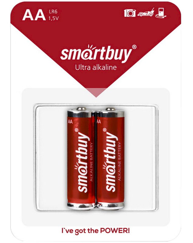 Батарейка SmartBuy AA (LR06) алкалиновая, BC2, 2штуки в упаковке