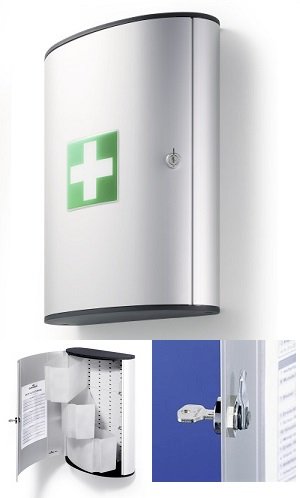 Аптечка настенная Durable First Aid Box 302x400x118 мм серебристый, 3 лотка