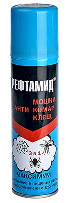 Аэрозоль-репелент от комаров, мошек, клещей Рефтамид Максимум, 147 мл, 24 штуки