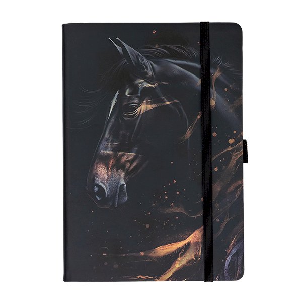 Ежедневник Qredo "Black horse" датированный, 2026г, на резинке, А5, 168 листов, искусственная кожа, черный