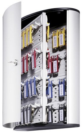 Ключница настенная Durable Key Box, на 72 брелока, 302x400x118 мм, металлическая, серебристая - фото №1