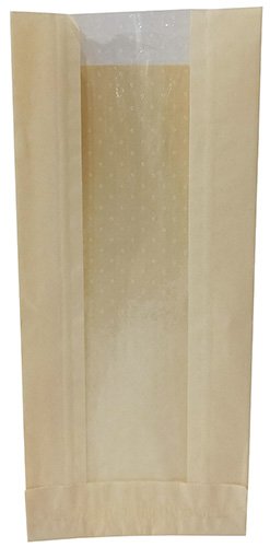 Пакет бумажный с окном, 110(50)х40х260 мм, 40 г/м2, бежевый, 1000 штук