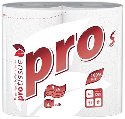 Туалетная бумага PROtissue, 3-слойная, белая, 4 рулона в упаковке - фото №1
