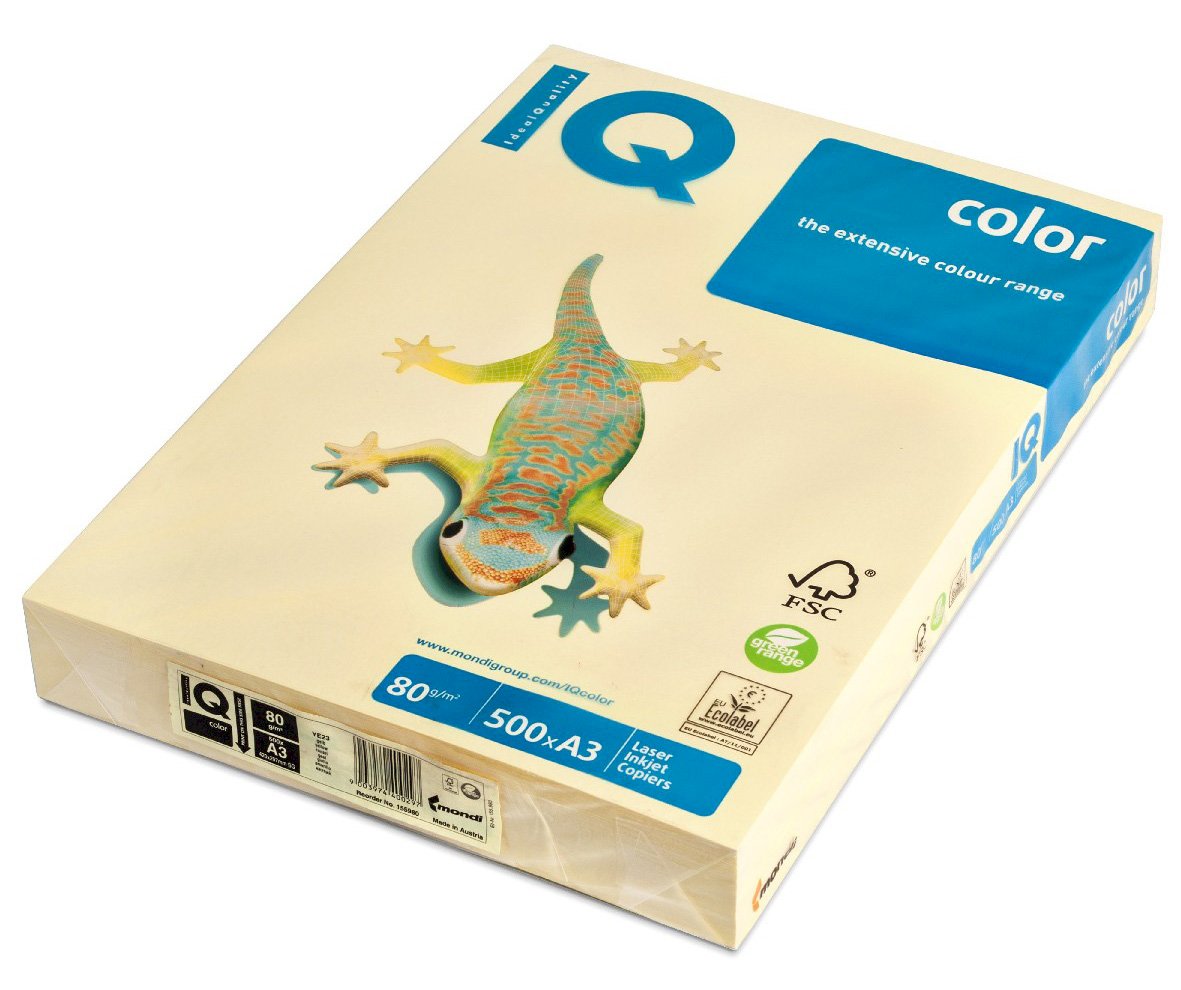Бумага цветная IQ Color (АйКью Колор) желтого цвета применяется для печати на копировально-множительной технике, лазерных и струйных принтерах. Имеет микропористое покрытие, точно передает все оттенки, четкость изображения, мгновенно впитывает чернила и обеспечивает высокое разрешение (до 5760 dpi). Одна пачка содержит 500 листов формата А3, плотность которых составляет 80 г/кв.м. Прозрачная упаковка имеет многоразовый клапан.<p>