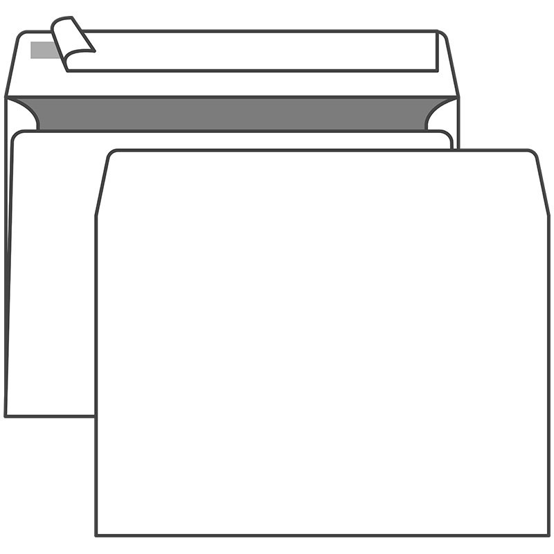 Конверт С5 (162х229 мм), белый, внутренняя запечатка, с отрывной лентой