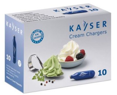 Баллончики для сифона для взбивания сливок KAYSER, N2O, синие, 10 штук в упаковке синий