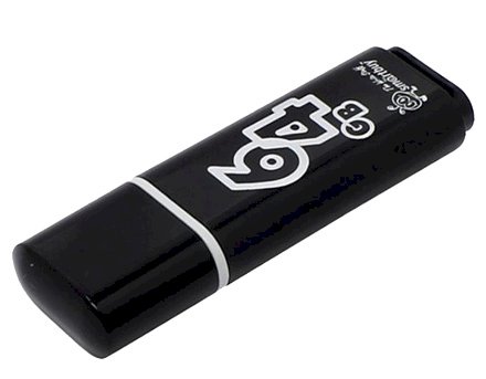 Память Smart Buy "Glossy" 64GB, USB 2.0 Flash Drive, черный