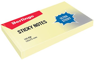 Блок самоклеящийся Berlingo Ultra Sticky, 125х75 мм, 100 листов, пастельно-жёлтый, 12 штук