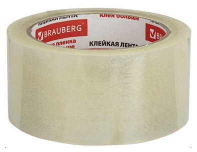 Клейкая лента упаковочная Brauberg, 50 мм х 66 м, 50 мкм, прозрачная, усиленная, морозостойкая