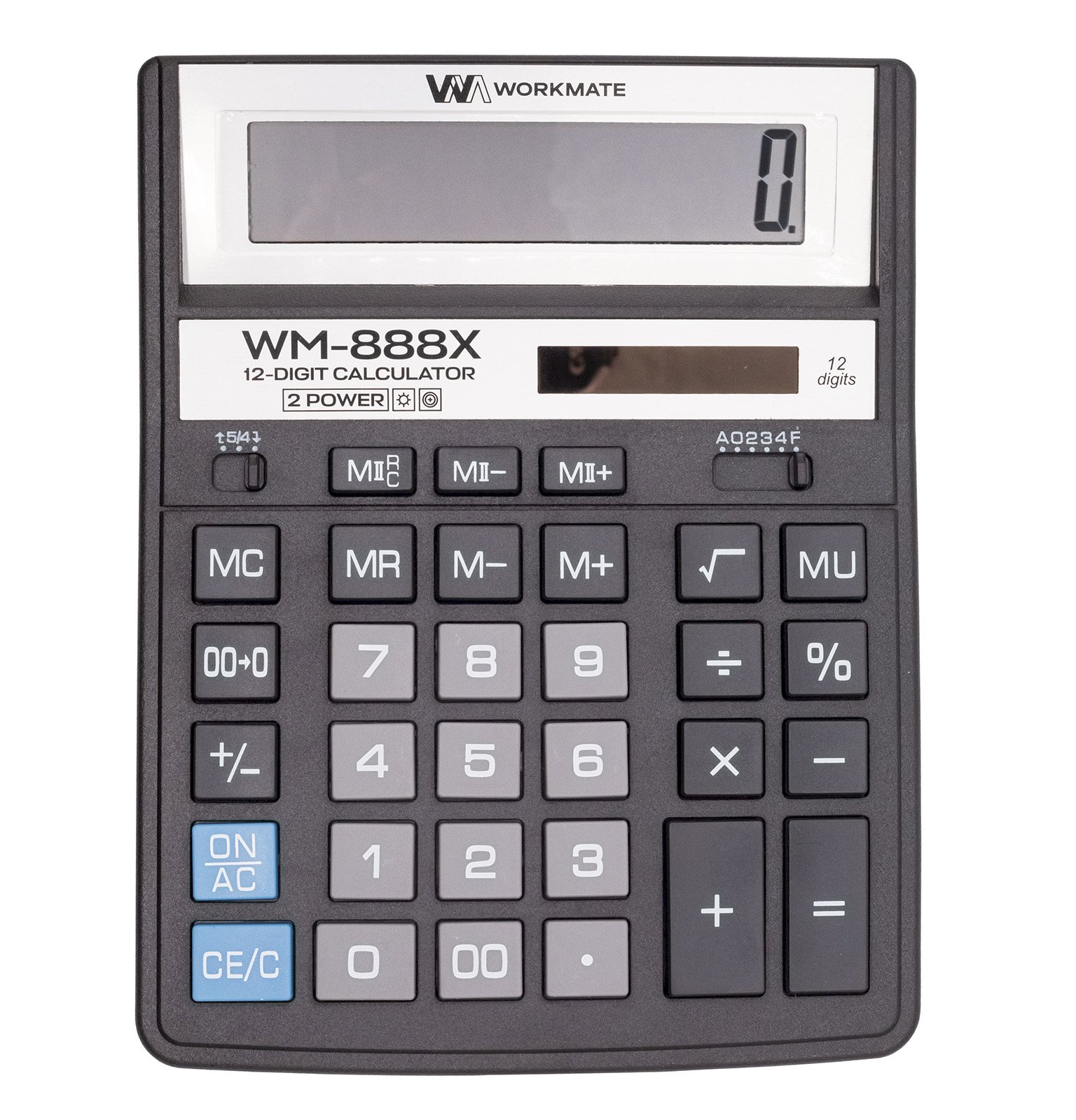 Калькулятор настольный Workmate WM-888X, 12 разрядов, двойное питание, 155х200х35 мм, чёрный