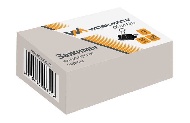 Зажим для бумаг Workmate, 15 мм, черный