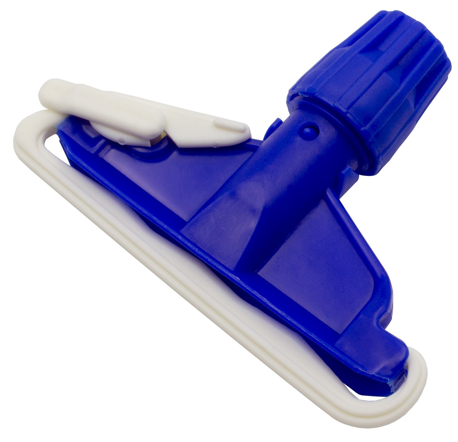 Зажим для мопа кентукки Optiline применяется для фиксации мопа кентукки. Выполнен из противоударного пластика синего цвета, устойчив к агрессивным моющим средствам. Предназначен для проведения влажной уборки внутренних помещений. Подходит для рукояток с фиксаторным креплением. Поставляется в индивидуальном прозрачном пакете.