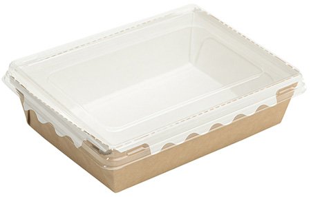Салатник с прозрачной крышкой Оригамо 165х120х45 мм, 500 мл, крафт, 300 штук 