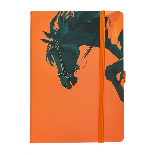 Ежедневник Qredo "Fire horse" датированный, 2026г, на резинке, А5, 168 листов, искусственная кожа, оранжевый