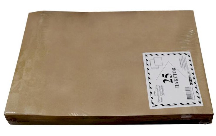 Пакет С4 (229х324 мм) Extrapack, 100 г/м2, стрип, крафт, 25 штук в упаковке