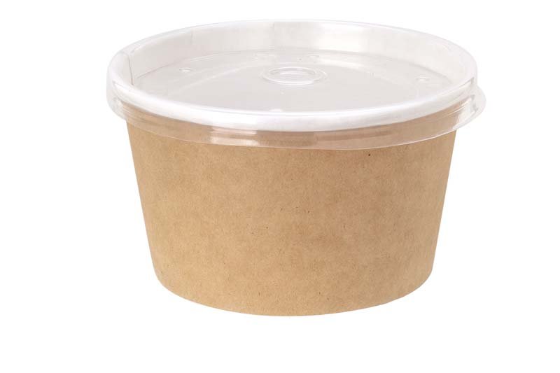 Контейнер для супа пригоден для разогревания в микроволновой печи, материал не выделяет вредные вещества при нагревании. Изготовлен из картона крафтового цвета. Объем 500 мл. В упаковке 50 штук, в коробке 500 штук.  К данному контейнеру подходят крышки арт.:19-1750.