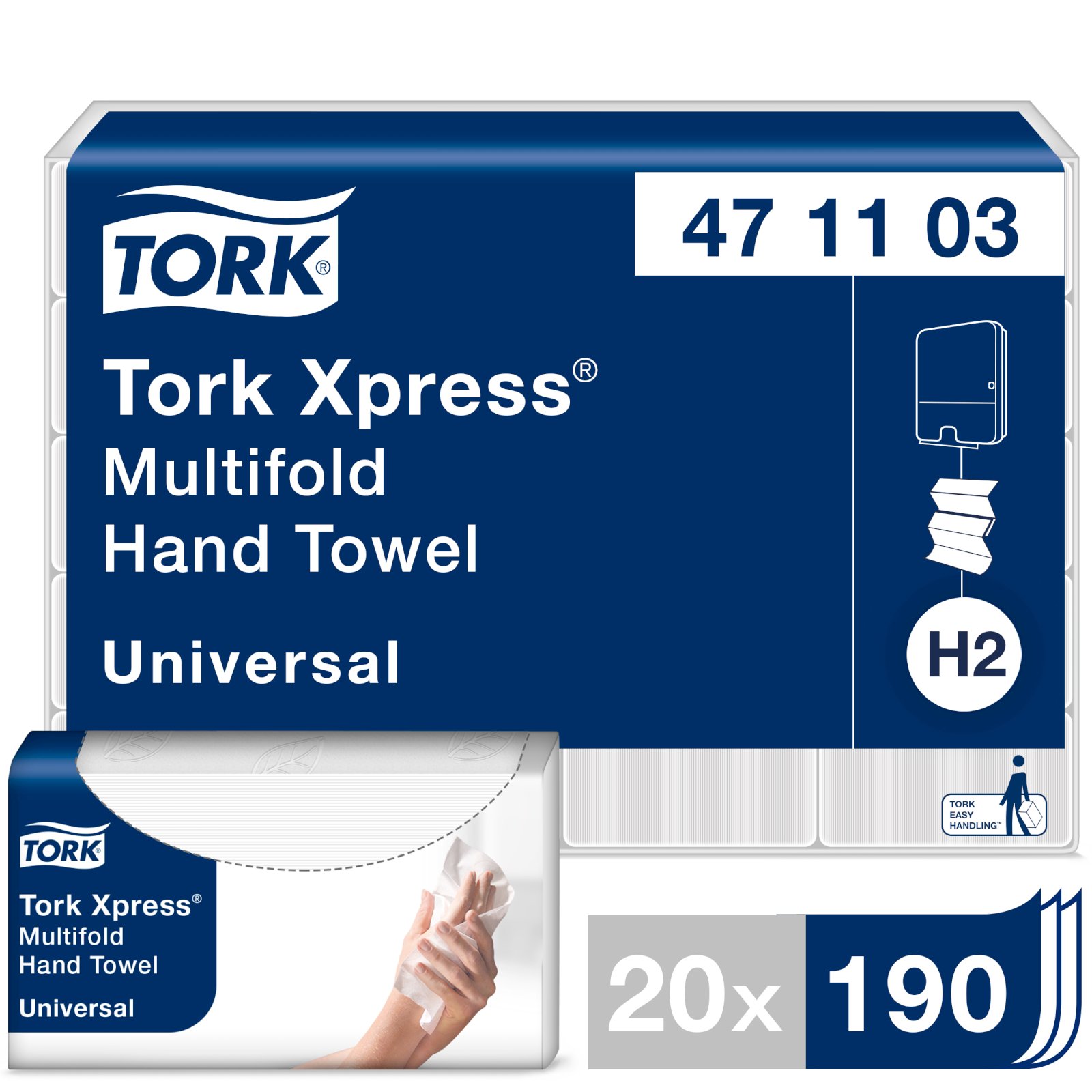 Полотенца бумажные листовые Tork Xpress Multifold Universal 2-слойные Z-сложения 190 листов в упаковке - фото №1