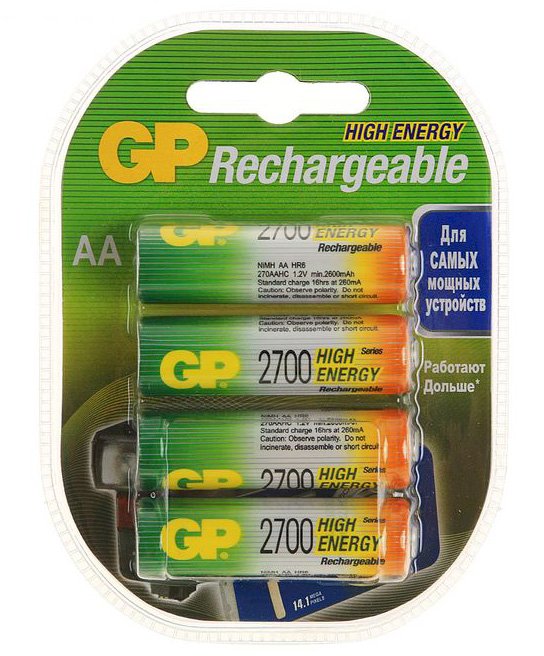 Аккумулятор GP AA (HR06) 2700mAh, 4BL, 4 штуки в упаковке