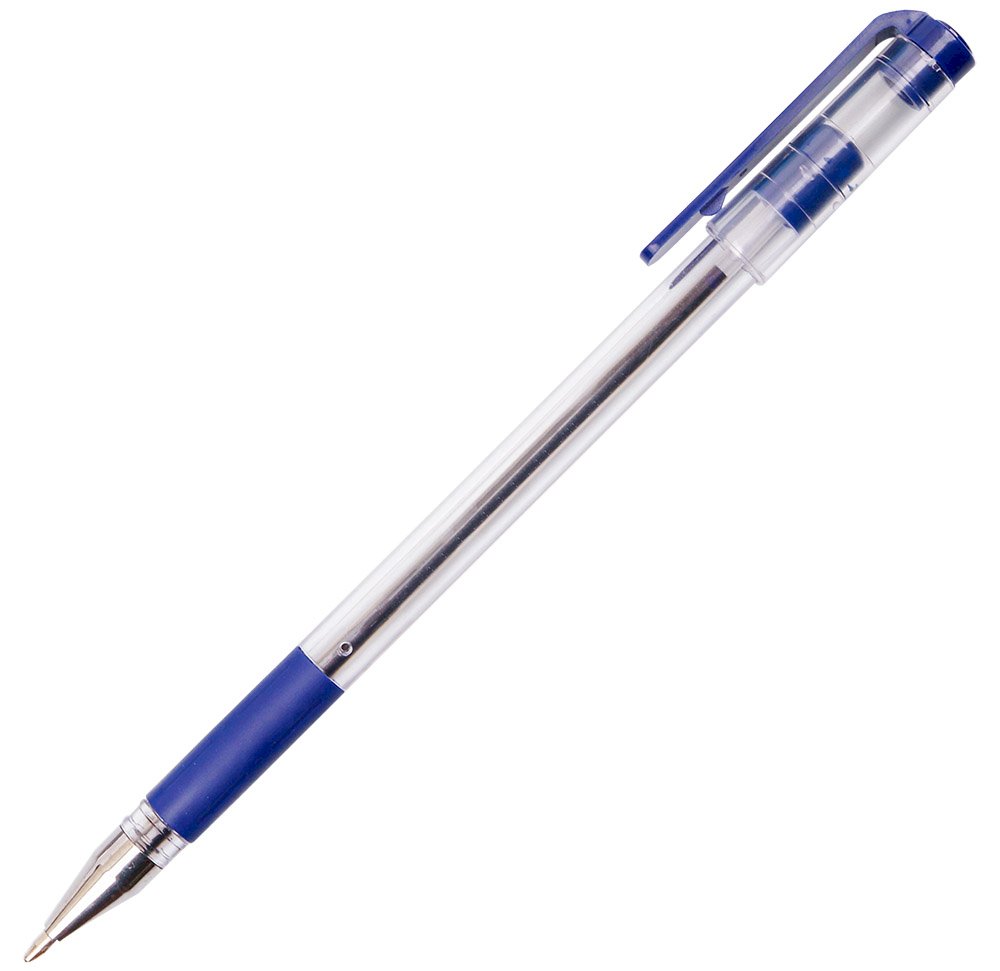 Ручка шариковая Qredo 755-S, 0,7 мм, синяя, резиновый грип, серебряный металлический наконечник