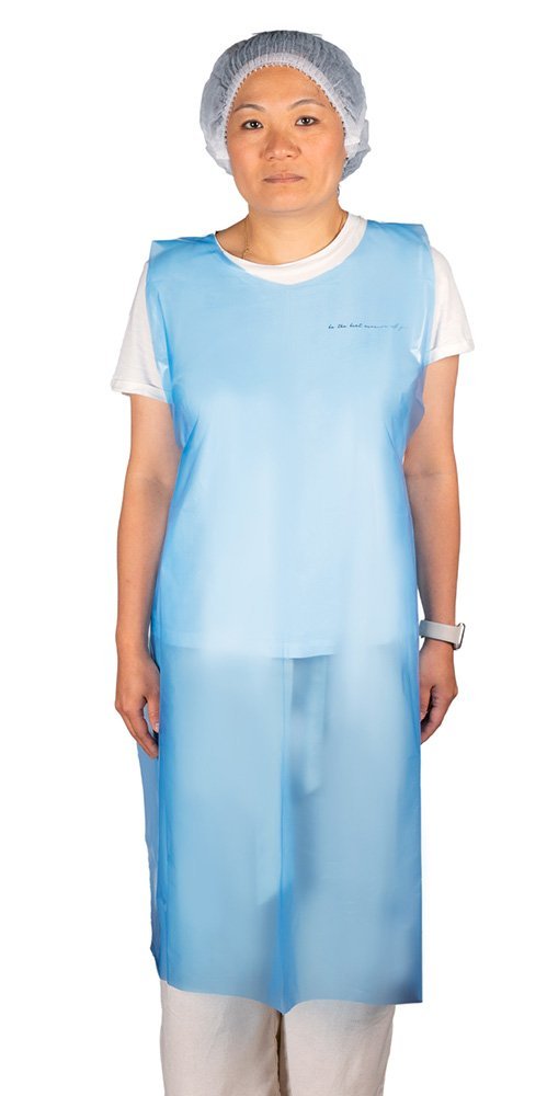 Фартук изготовлен из высокопрочного полиэтилена толщиной 50 мкм. Влагонепроницаемый и устойчивый к разрывам и повреждениям. Фиксируется с помощью петли на шее и широкими завязками на талии. Фартук полиэтиленовый надежно защищает одежду от пыли, грязи, разбрызгивания воды, слабоагрессивных жидкостей, растворов, масел и красок. Незаменим на производстве пищевой промышленности, в строительстве, при выполнении молярных, ремонтных и авторемонтных работ, в сфере оказания клининговых услуг и домашнем быту. Цвет синий. В упаковке 25 штук.