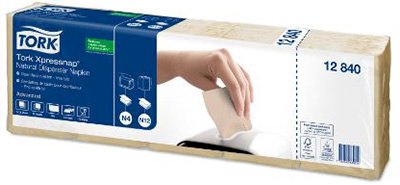 Салфетки бумажные Tork Xpressnap Advanced, 21,3х23 см, 1-слойные, 1/2 сложения, N4, 225 листа, крафт