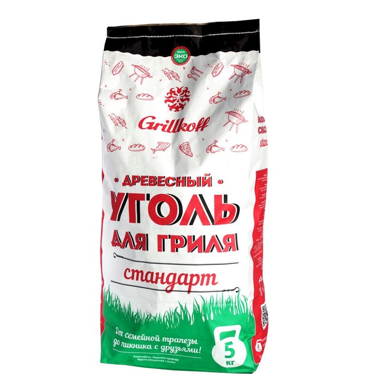 Уголь древесный 5 кг в мешке, стандарт Grillkoff
