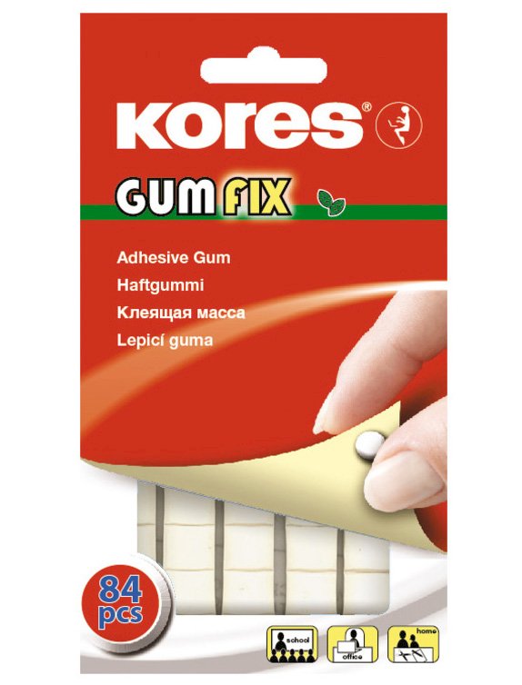 Клейкая лента-масса Kores Gum Fix удаляемая, 84 штук в упаковке