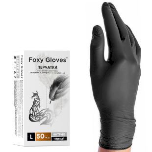 Перчатки нитриловые "Foxy-Gloves", размер L, черный, 100 штук