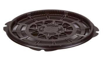 Контейнер для тортов круглый d 230 h1.1 Дно КОРИЧНЕВОЕ с шипами Т023ДШ Комус ПЭТ*125