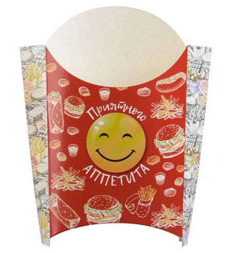 Коробка для картофеля фри Оригамо, используется для фасовки и продажи картофеля фри, чипсов, наггетсов, снеков и т. д. Изготовлена из картона крафтового цвета. В коробке 500 штук.