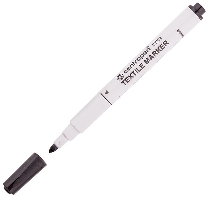 Маркер перманентный для ткани Centropen Textile Marker 2739, черный, пулевидный, 1,8 мм