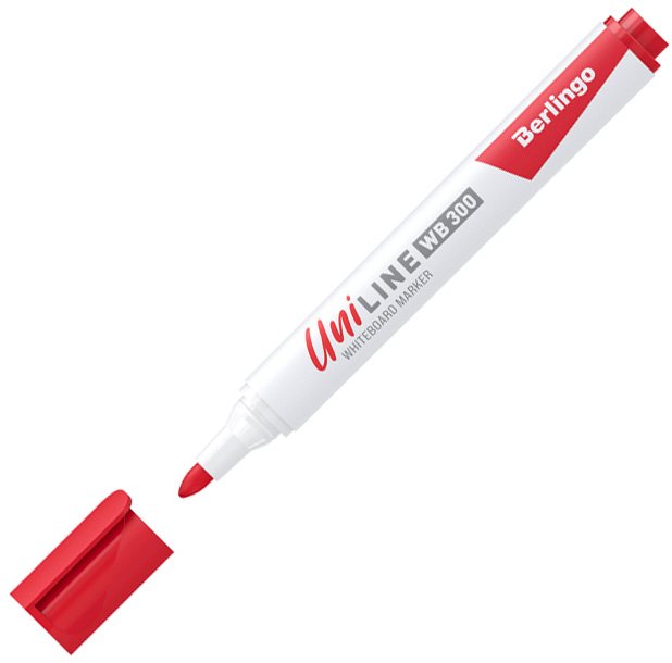 Маркер для белых досок Berlingo Uniline WB300, пулевидный, 3 мм, красный