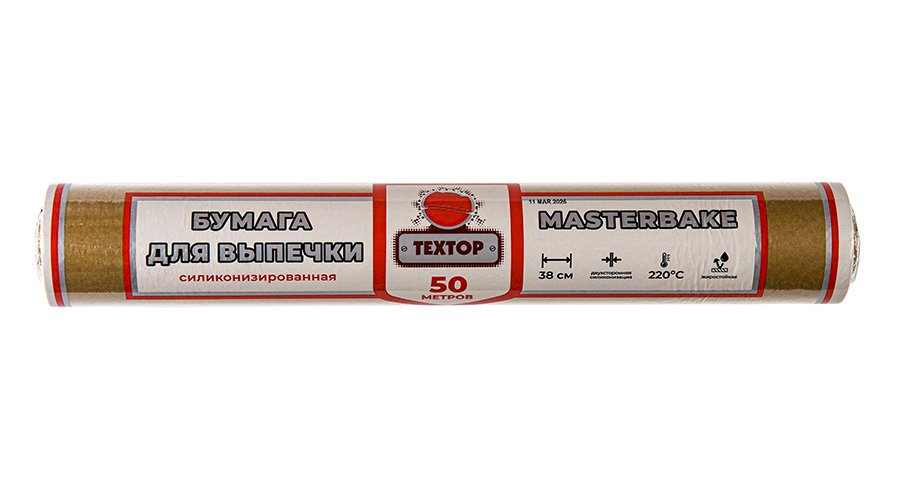Бумага для выпечки 38 см х 50 м, Техtop MasterBake, коричневая в пленке