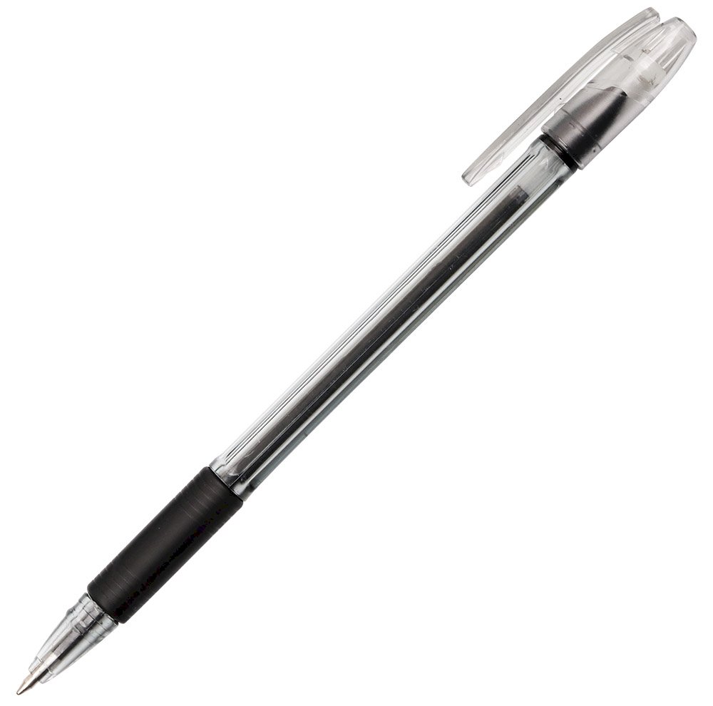 Ручка шариковая Qredo 740, 0,7 мм, черная, резиновый грип, тонированный корпус