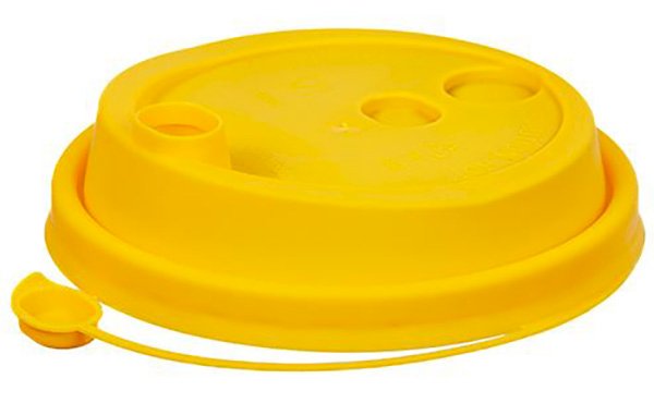 Крышка с клапаном для стакана, диаметр 90 мм, полипропилен, желтая матовая, 50 штук
