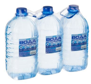 Вода дистиллированная Glanz GL-103 5 литров, спайка по 3 бутылки