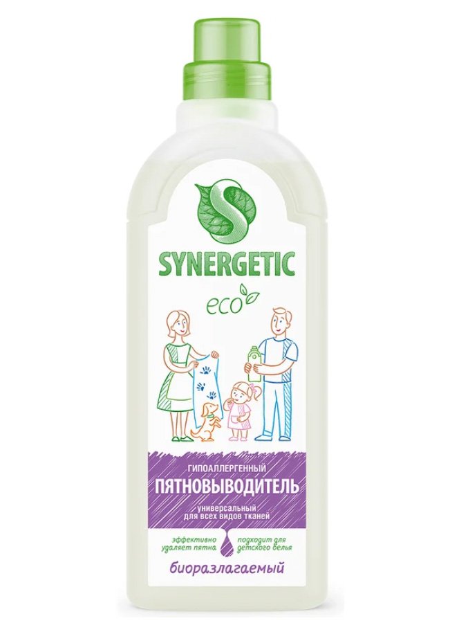 Синергетик отбеливатель-пятновыводитель для всех видов тканей, 1 литр