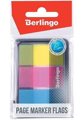 Закладки-флажки клейкие пластиковые, 20х45 мм, 3 цвета по 20 листов, Berlingo, диспенсер
