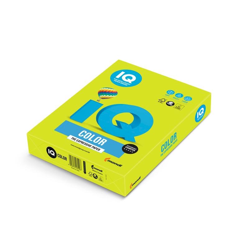 Бумага IQ Color А4, 80 г/м2, зеленый неон NEOGN, 500 листов в пачке
