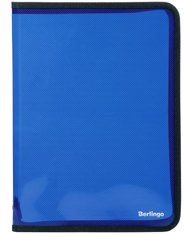 Папка пластиковая А4 на молнии, 500 мкм, синяя, 12 штук