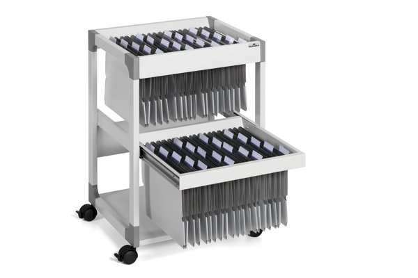Тележка для подвесных папок Durable, на 80 папок, 2 уровня, 487x715x 432 мм, серая, Multi Duo