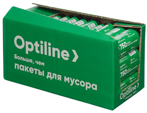 Мешки для мусора Optiline, 30 литров, 50х60 см, ПНД, черные, 25 штук в .