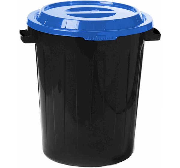 Бак мусорный с крышкой пластиковый, 90 литров, диаметр 55 см, высота 63 .
