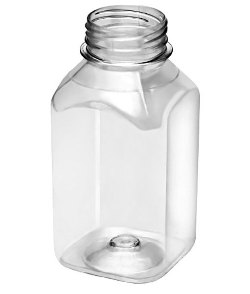 Бутылка ПЭТ квадратная без крышки, 300 мл, широкое горло 38 мм .